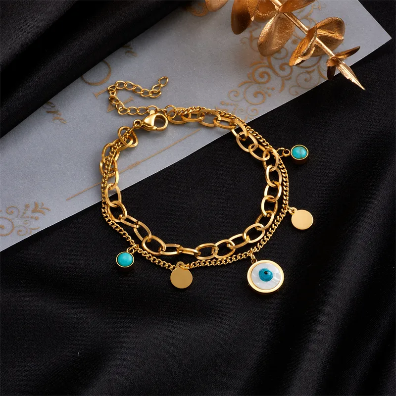 Double Layer Evil eye Bracelet